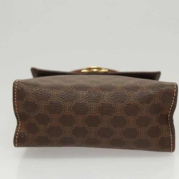 CELINE Macadam Canvas Mini Hand Bag PVC Leather 2way Brown Gold Auth yk18202 - Picture 7 of 16